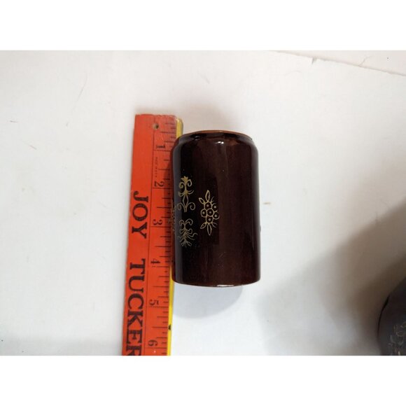 Vintage Japan Teapot With 6 Cups Sake Set Brown/Blue Floral Hand-Painted 3" Heig - Picture 6 of 10